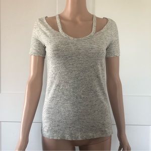 ASOS River Island Speckle Gray Cutoff Short Sleeves Tee Top UK6 2 XS